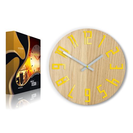 Zegar ścienny Drewniany Slim Yellow
