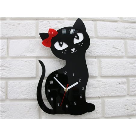 Zegar ścienny Kot BLACK
