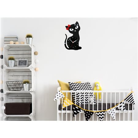 Zegar ścienny Kot BLACK