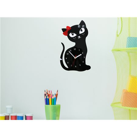 Zegar ścienny Kot BLACK