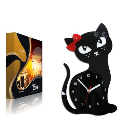 Zegar ścienny Kot BLACK
