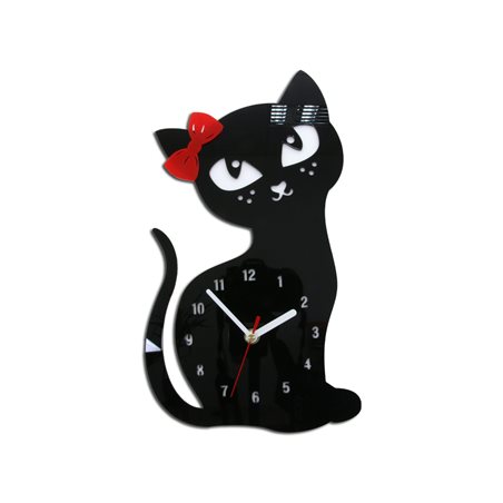 Zegar ścienny Kot BLACK