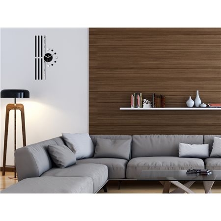 Zegar ścienny Line Black&Mirror