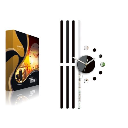 Zegar ścienny Line Black&Mirror