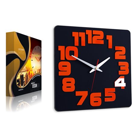 Zegar ścienny Logic BLACK&ORANGE | Dekormania