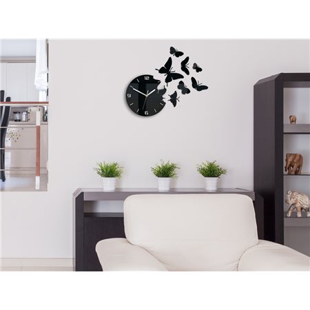 Zegar ścienny Motyle 3D Black