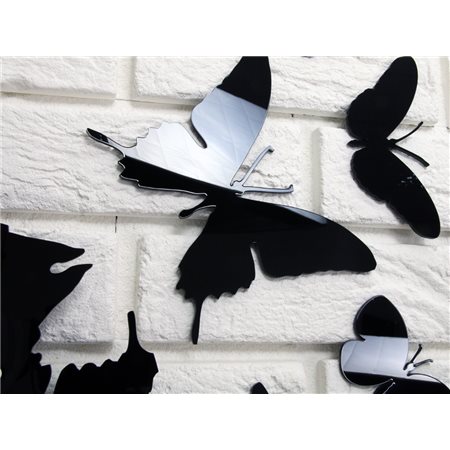 Zegar ścienny Motyle 3D Black
