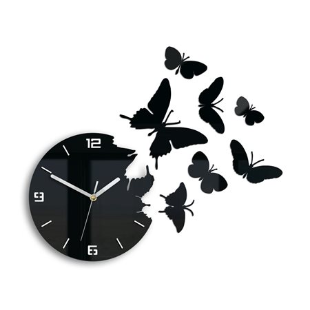 Zegar ścienny Motyle 3D Black