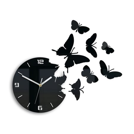 Zegar ścienny Motyle 3D Black