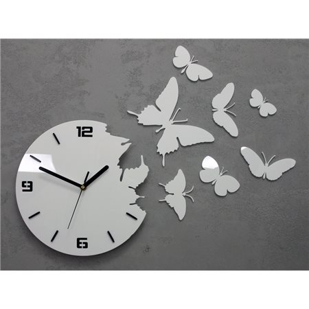 Zegar ścienny Motyle 3D WHITE