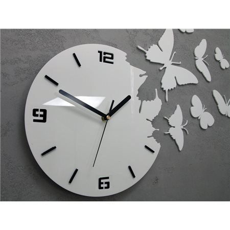 Zegar ścienny Motyle 3D WHITE