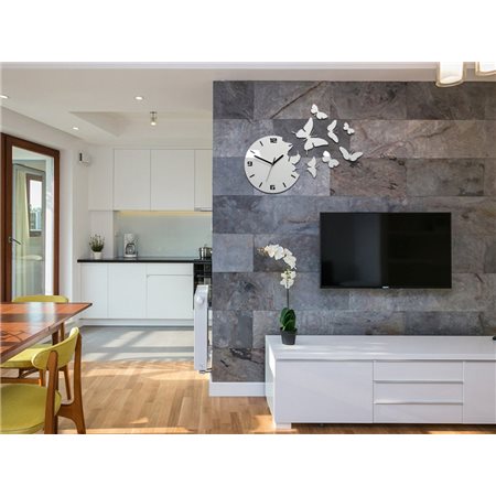 Zegar ścienny Motyle 3D WHITE