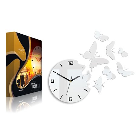 Zegar ścienny Motyle 3D WHITE