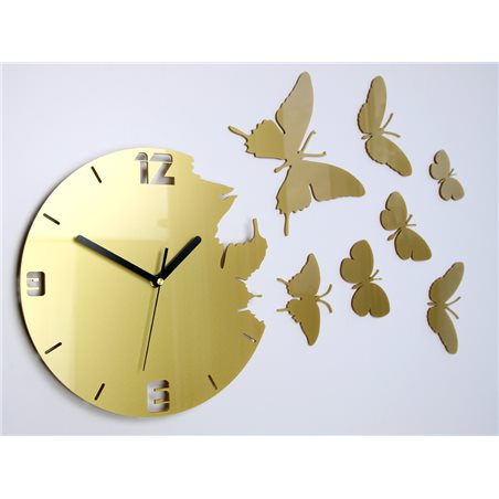Zegar ścienny Motyle Gold