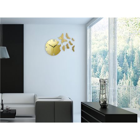 Zegar ścienny Motyle Gold