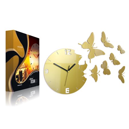 Zegar ścienny Motyle Gold