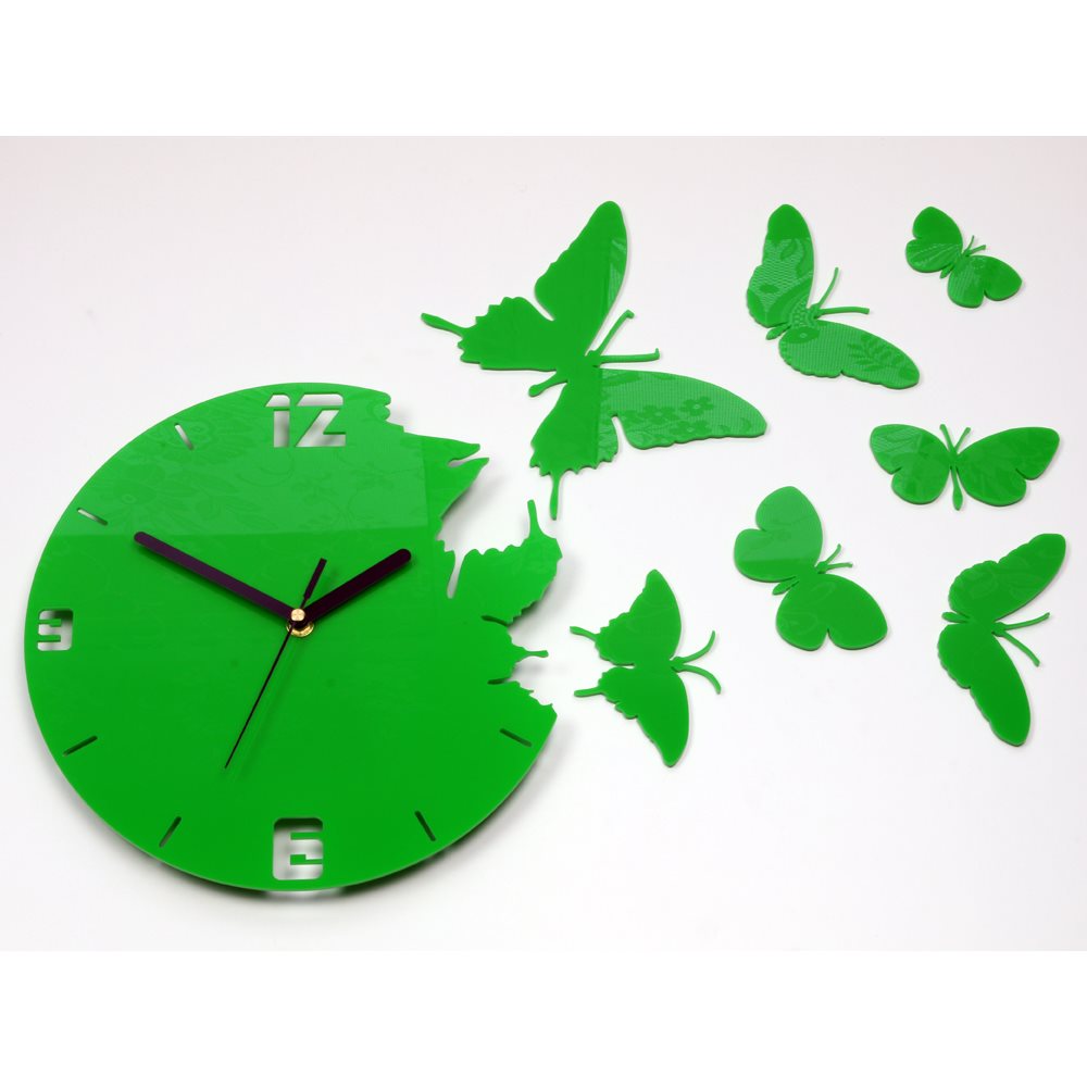 Zegar ścienny Motyle Green