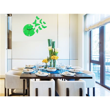 Zegar ścienny Motyle Green