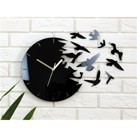 Zegar ścienny Rajskie Ptaki  Black