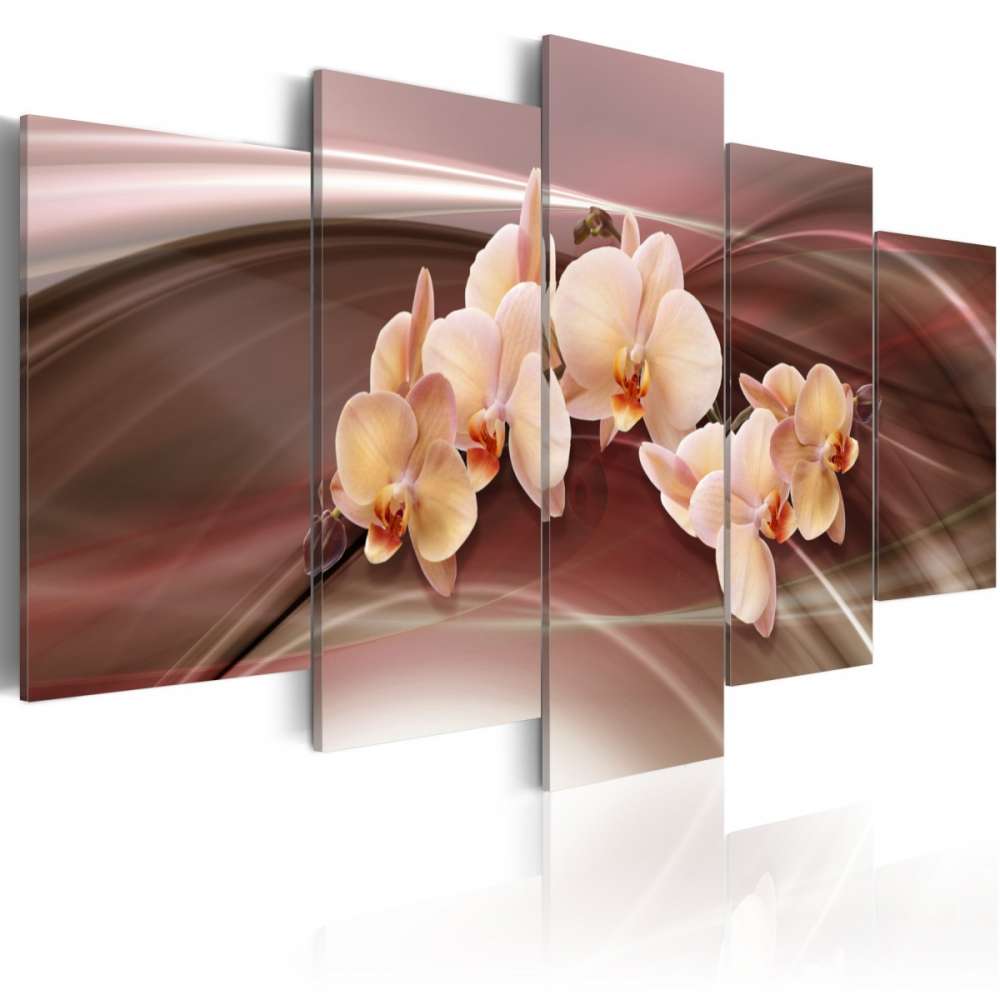 Obraz  Kwiaty orchidei na falującym tle