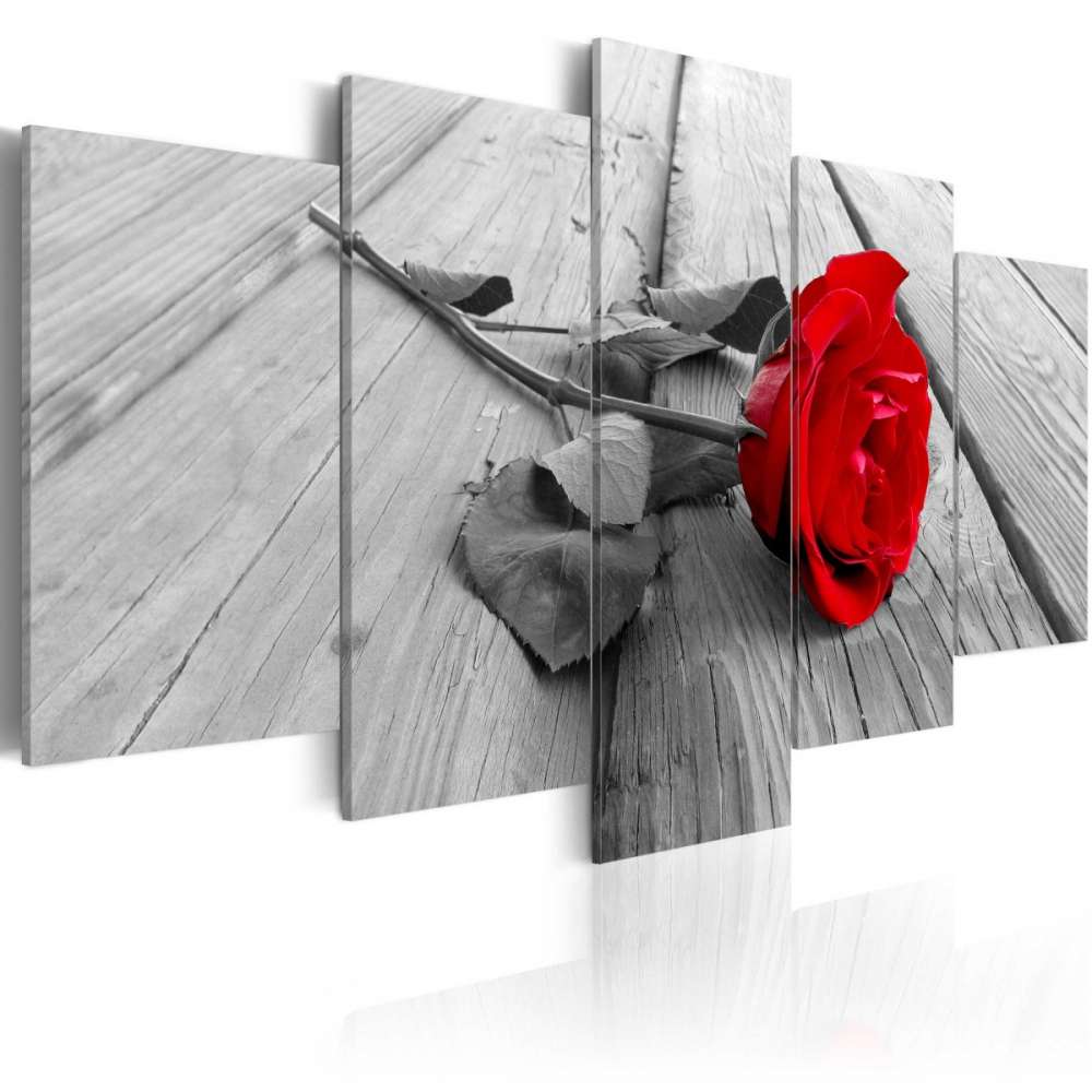 Obraz  Róża na drewnie