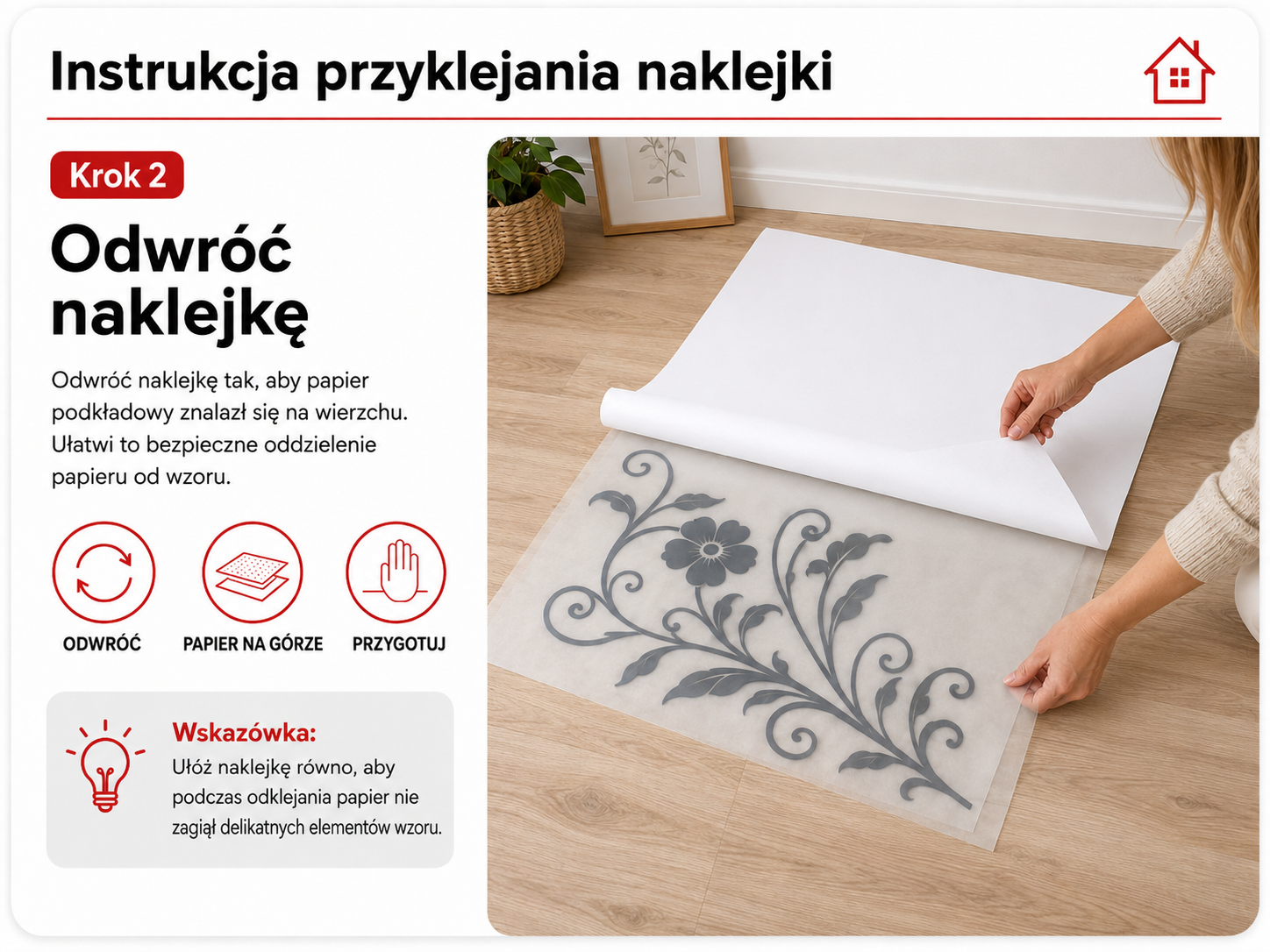 Instrukcja przyklejania naklejki – krok 2