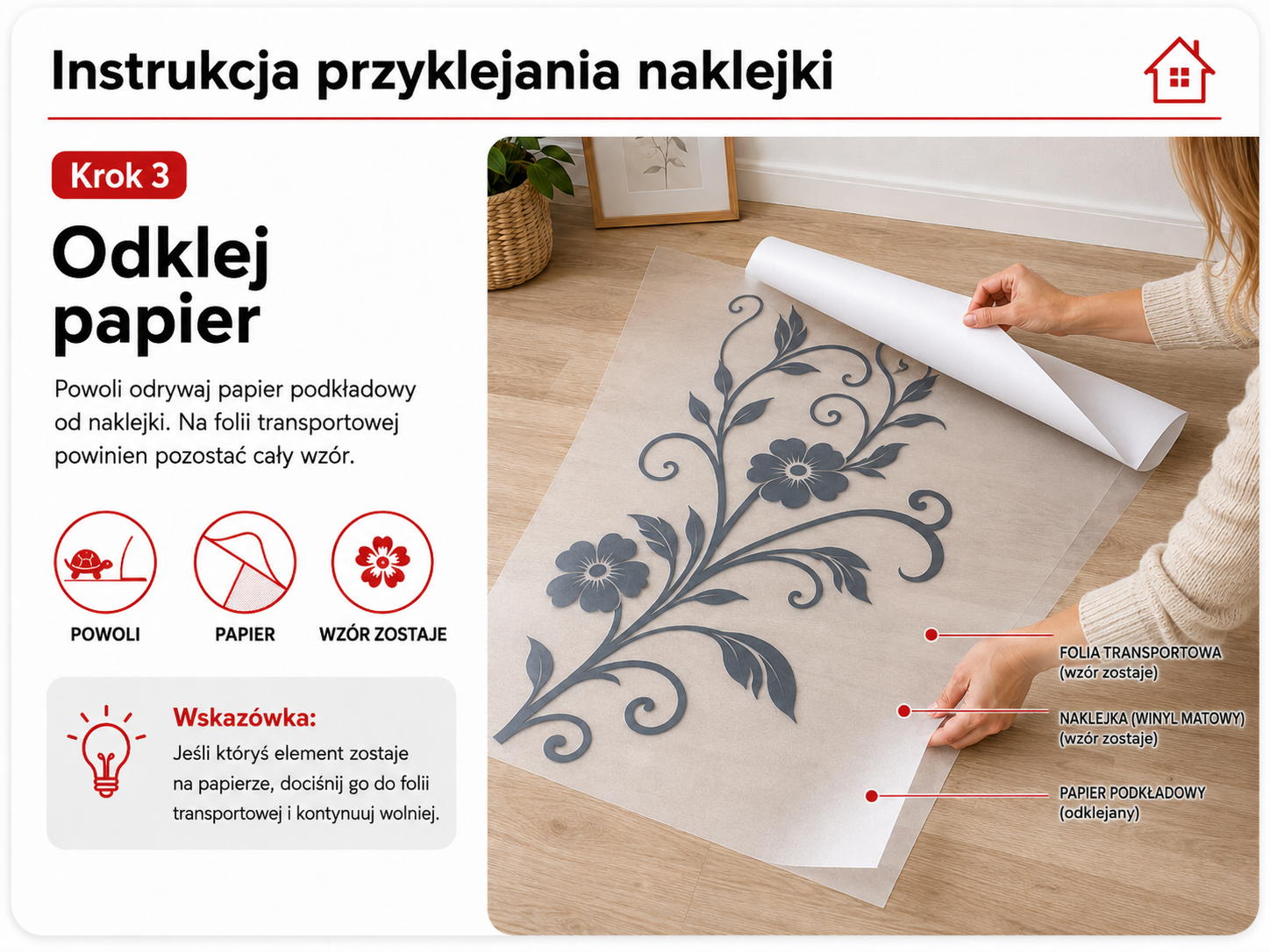 Instrukcja przyklejania naklejki – krok 3