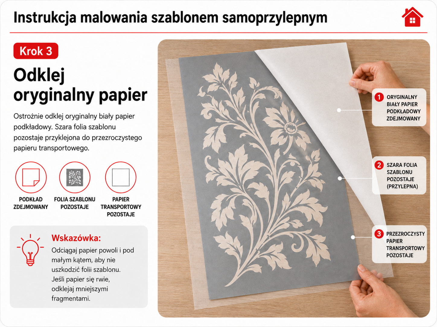 Instrukcja malowania szablonem samoprzylepnym – krok 3