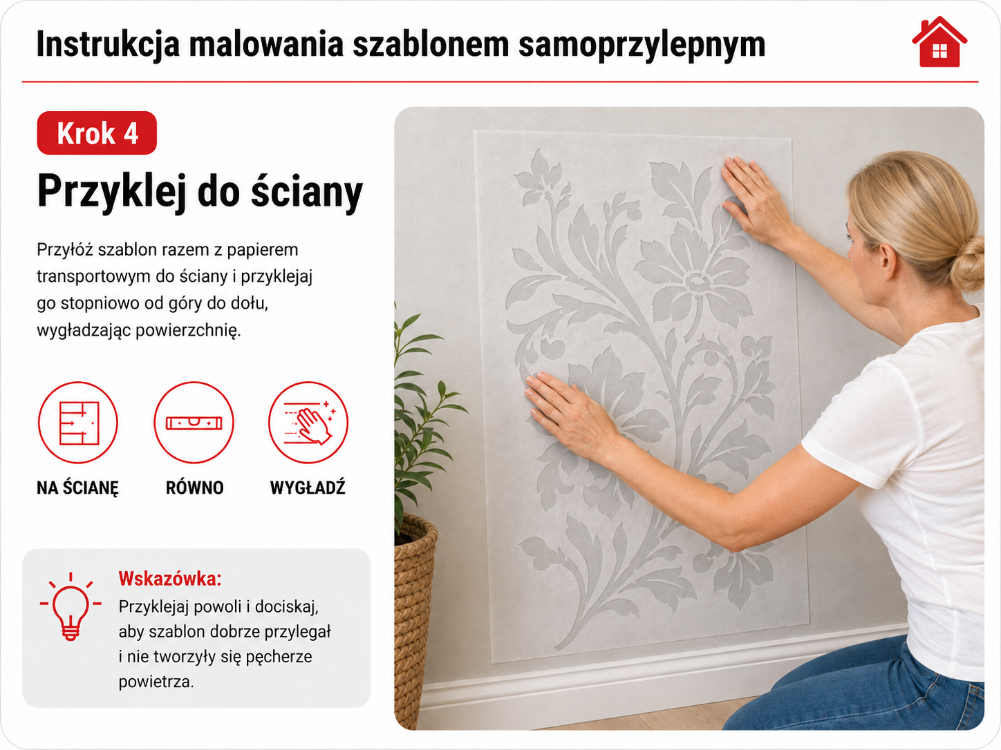 Instrukcja malowania szablonem samoprzylepnym – krok 4