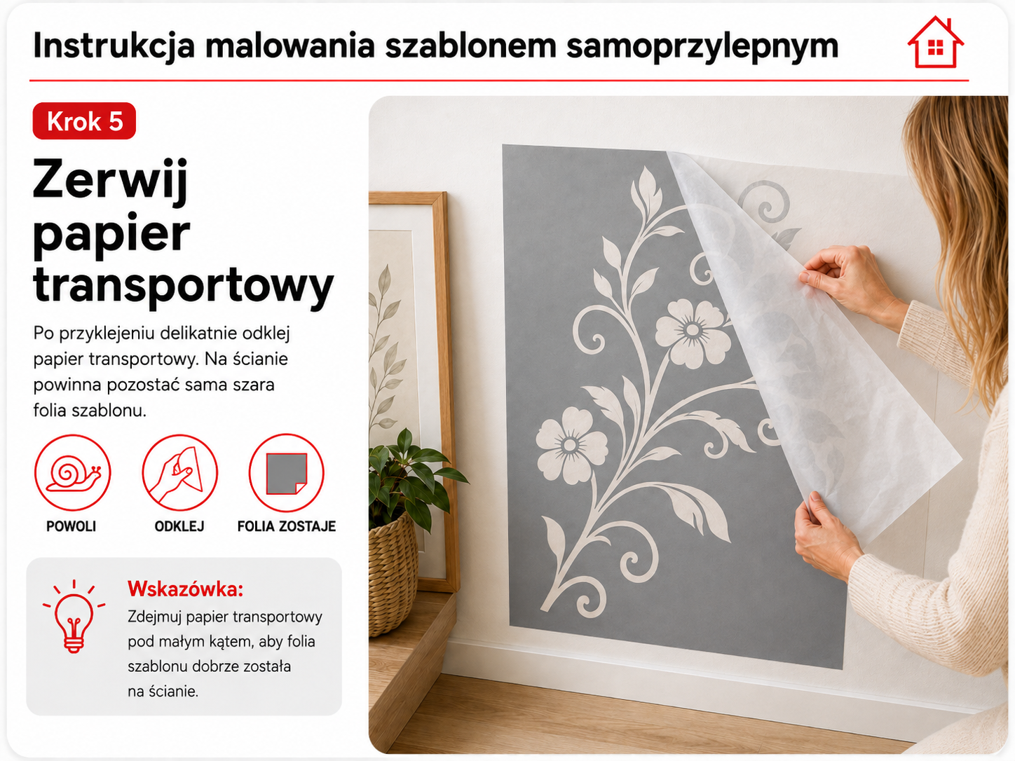 Instrukcja malowania szablonem samoprzylepnym – krok 5