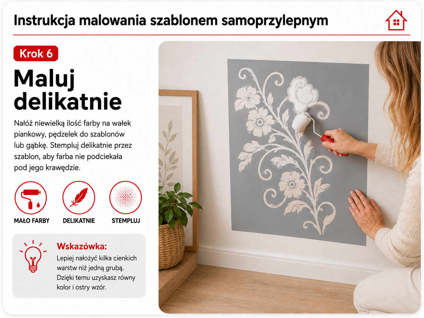 Instrukcja malowania szablonem samoprzylepnym – krok 6